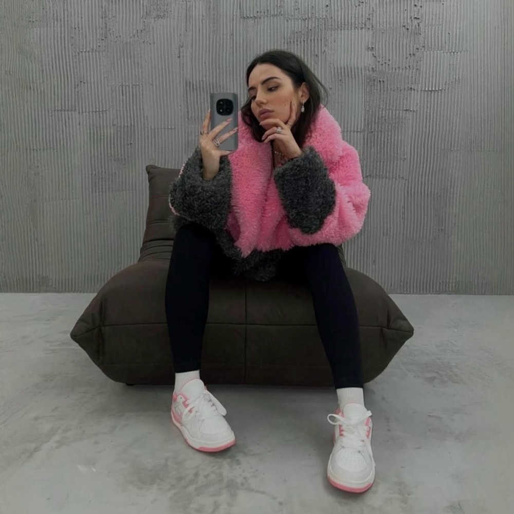 Stand Studio Two-Tone Faux Fur Jacket